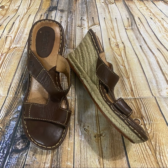 Born Leather Slip On Espadrille Sandals Size 7 - Picture 1 of 6